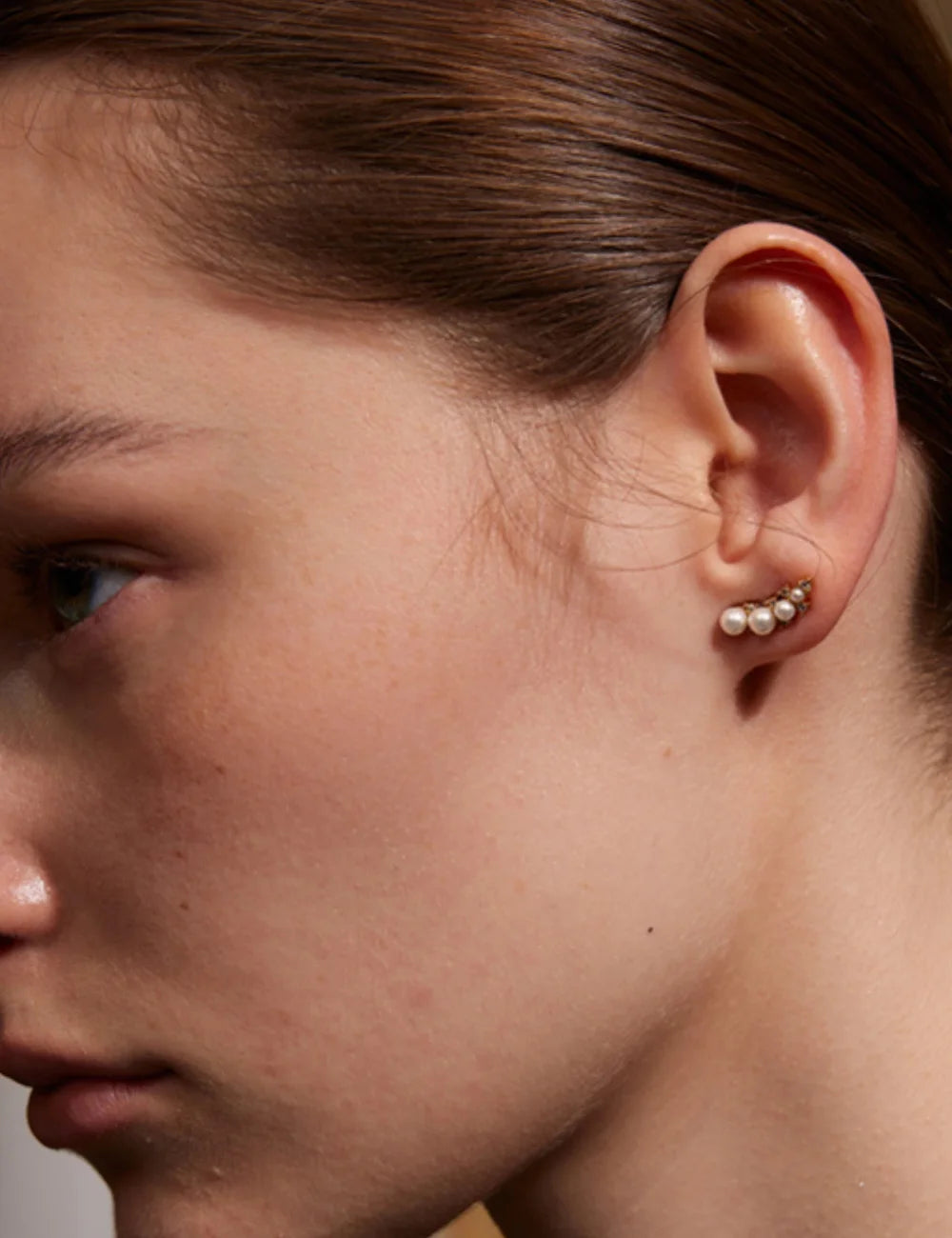 Simulated Pearl & Zircon Stud Earrings