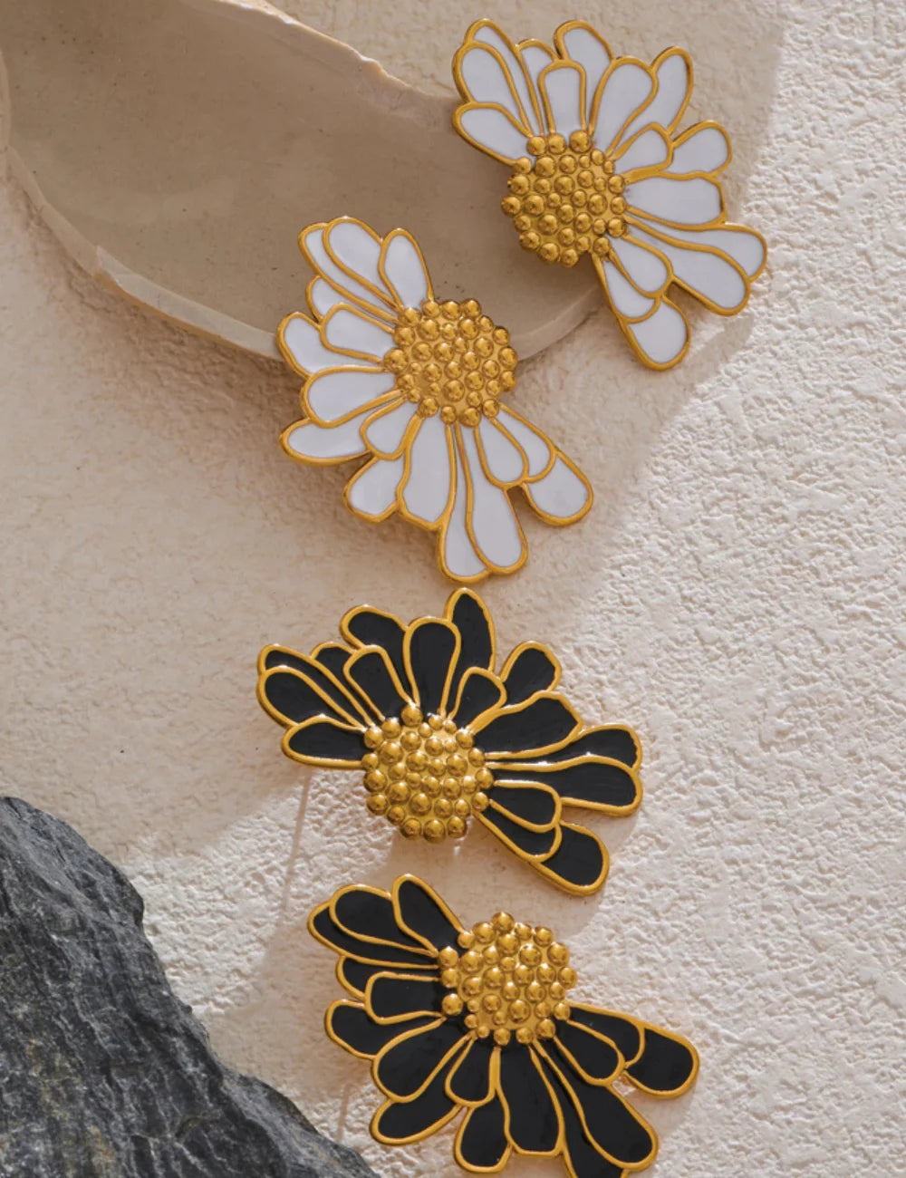 Enamel Flower Statement Stud Earrings